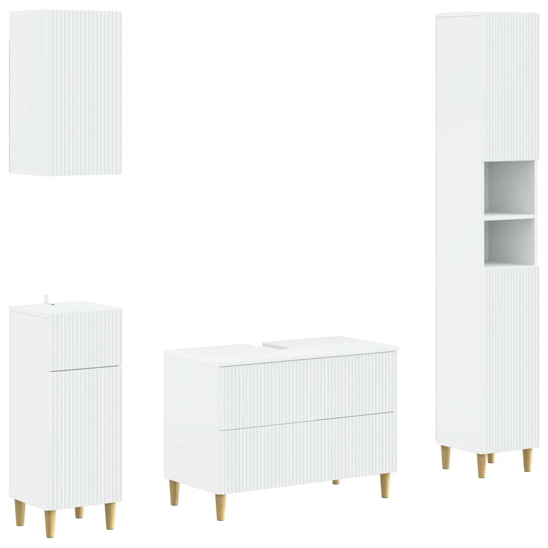 4 Piece Bathroom Cabinet Set ARNHEM White Engineered Wood