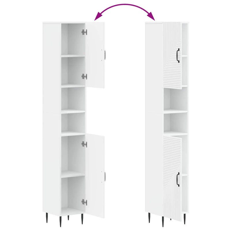 4 Piece Bathroom Cabinet Set HAARLEM White Engineered Wood