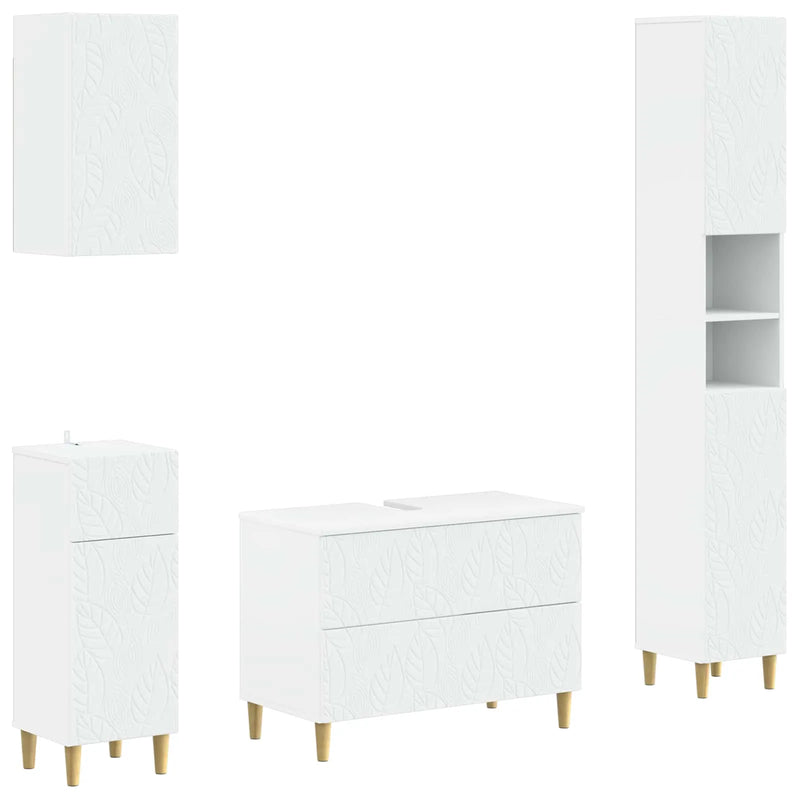4 Piece Bathroom Cabinet Set DELFT White Engineered Wood