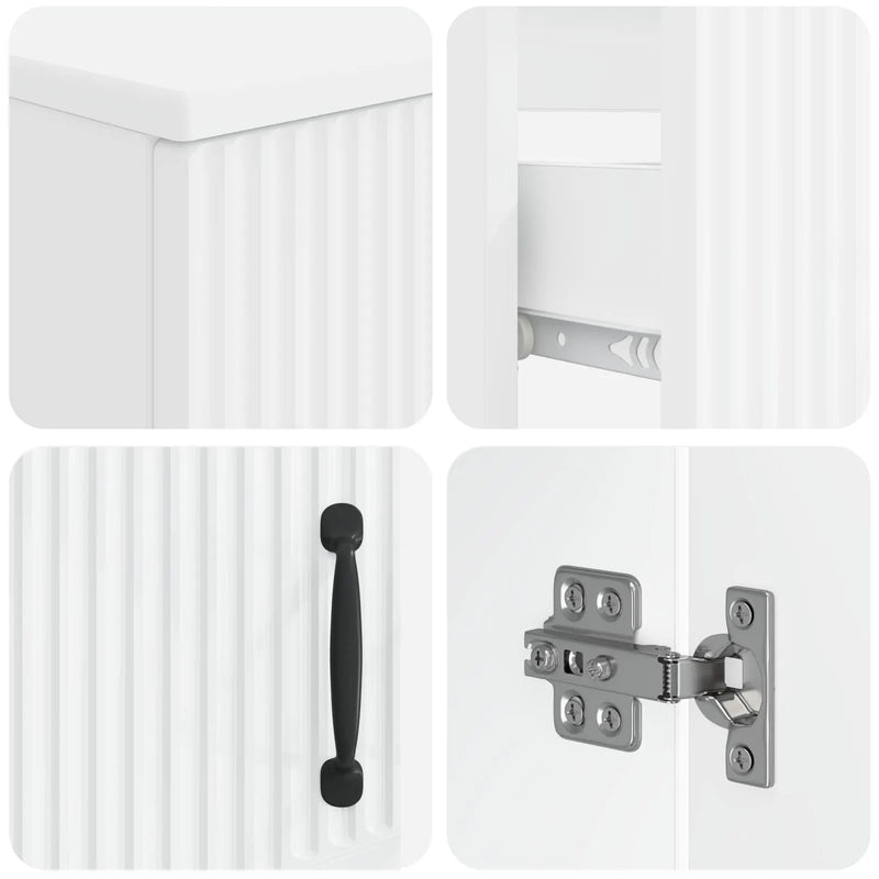 4 Piece Bathroom Cabinet Set HOORN White Engineered Wood