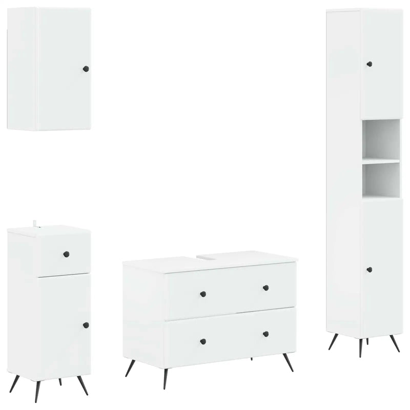 4 Piece Bathroom Cabinet Set BREDA White Engineered Wood