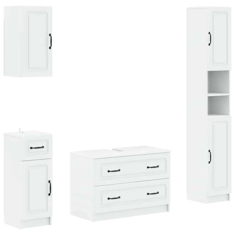4 Piece Bathroom Cabinet Set UTRECHT White Engineered Wood