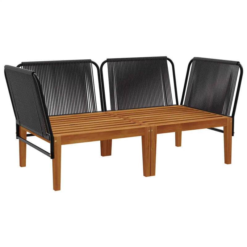 2 pcs Garden Lounge Set Solid Acacia Wood & Rope Natural