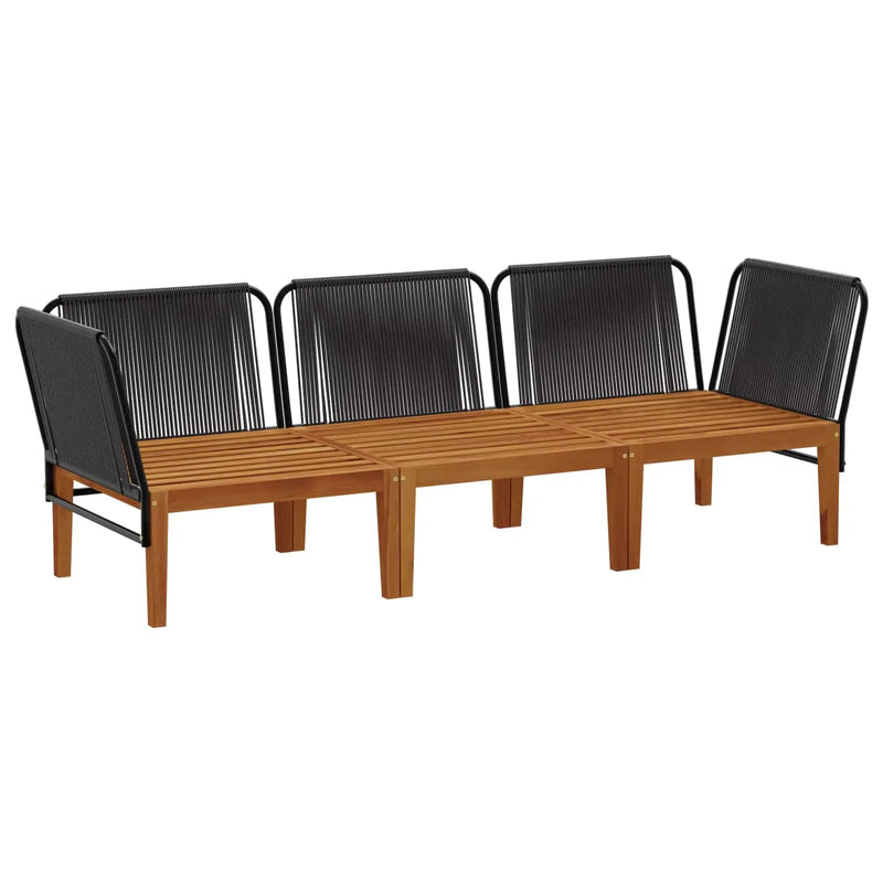 3 pcs Garden Lounge Set Solid Acacia Wood & Rope Natural
