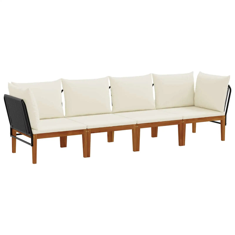 4 pcs Garden Lounge Set Solid Acacia Wood & Rope Natural