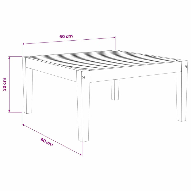 Table Solid Acacia Wood Natural 60 x 60 x 30 cm