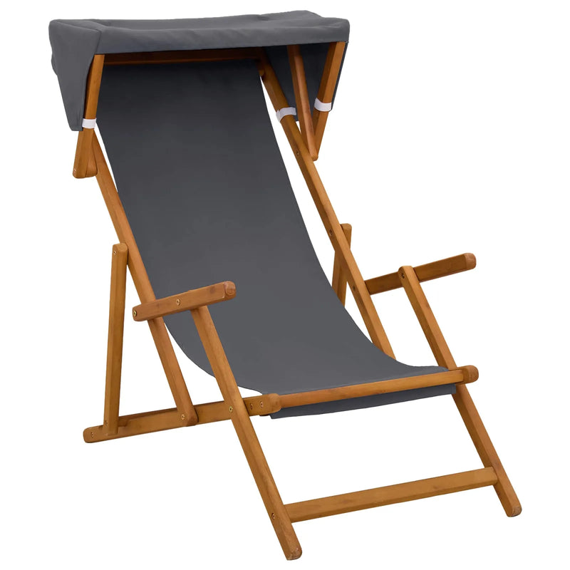 Deck Chair 4 pcs 3 Position Solid Eucalyptus Wood Grey