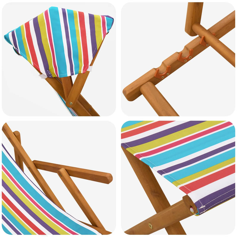 Deck Chair 4 pcs 3 Position Solid Eucalyptus Wood Multicolour