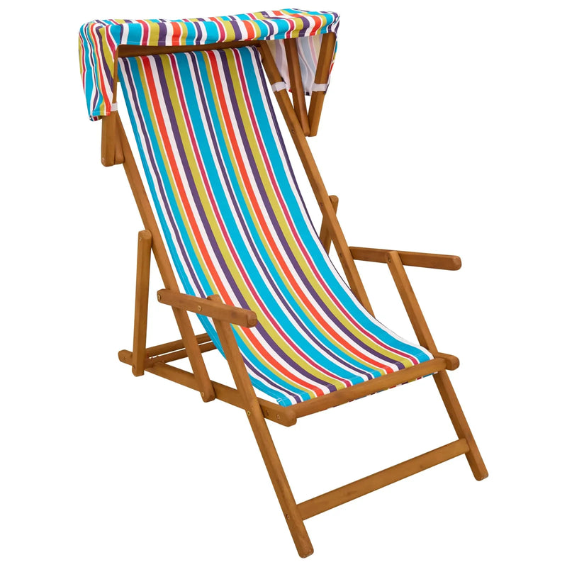 Deck Chair 4 pcs 3 Position Solid Eucalyptus Wood Multicolour