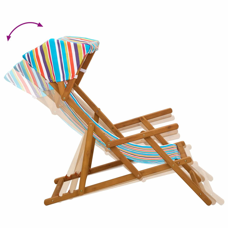Deck Chair 4 pcs 3 Position Solid Eucalyptus Wood Multicolour