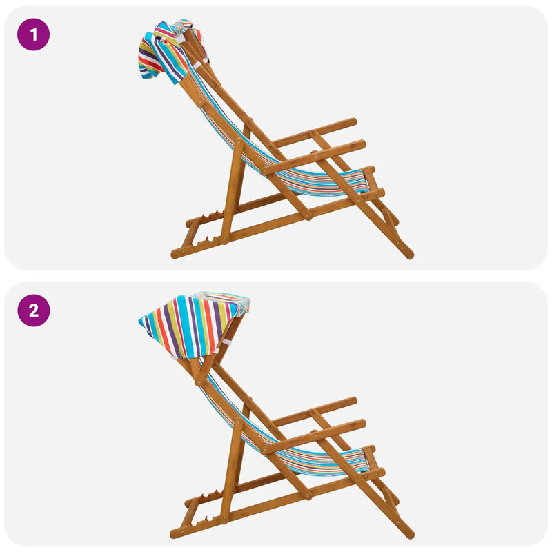 Deck Chair 4 pcs 3 Position Solid Eucalyptus Wood Multicolour