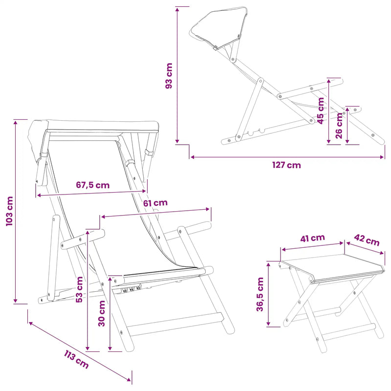 Deck Chair 4 pcs 3 Position Solid Eucalyptus Wood Multicolour