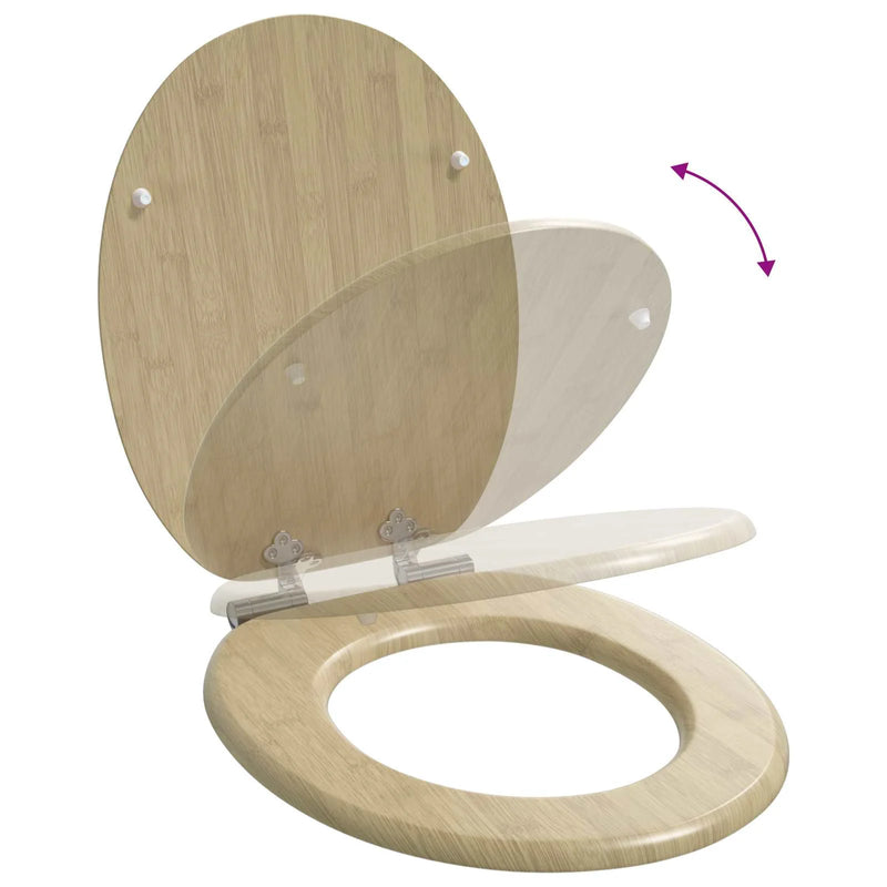 Soft-Close Toilet Seat Light Bamboo Color 44 x 38 cm MDF board