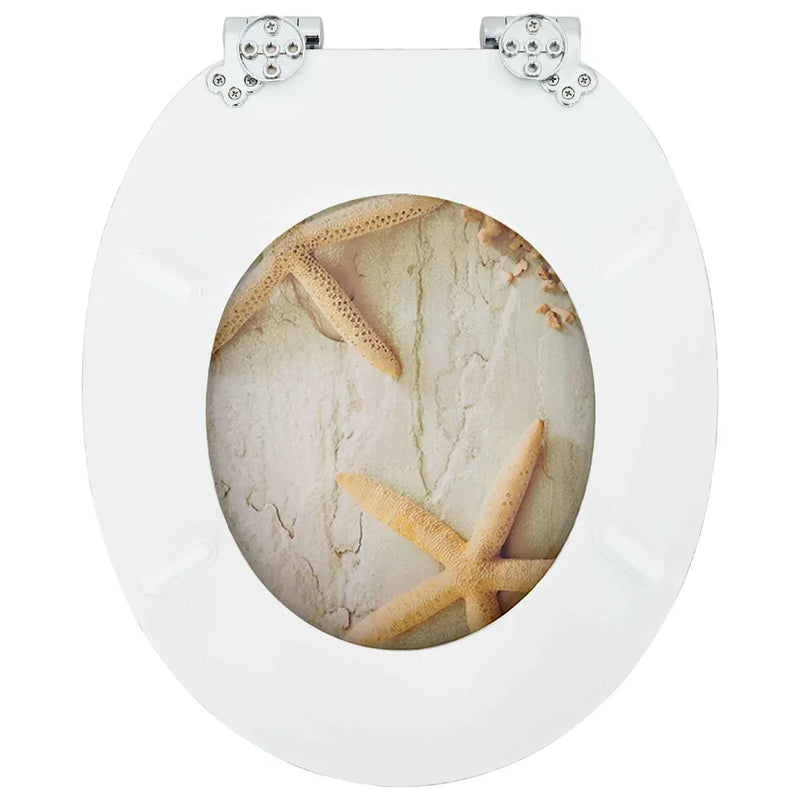 Soft-Close Toilet Seat Yellow and White 44 x 38 cm MDF board