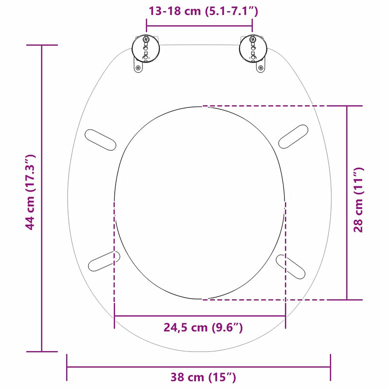 Soft-Close Toilet Seat Multicolour 44 x 38 cm MDF board