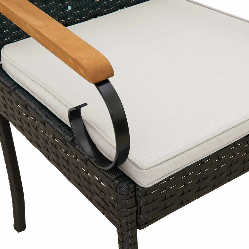 Garden Chairs with Cushion 4 pcs Black and Cream White