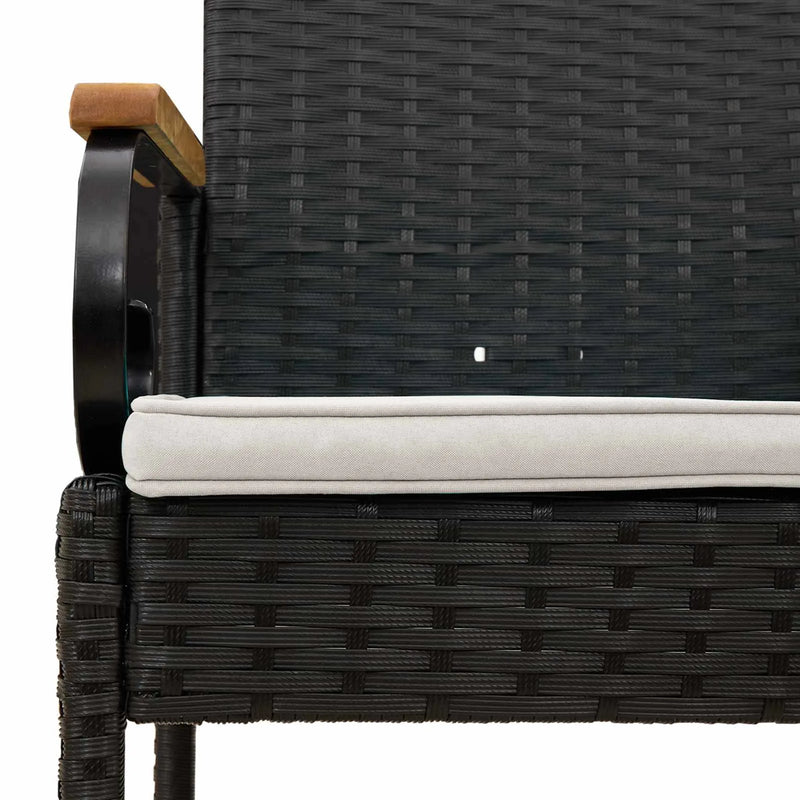 Garden Chairs with Cushion 4 pcs Black and Cream White