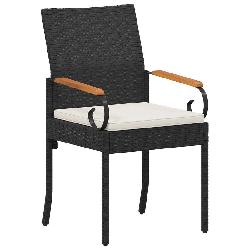 Garden Chairs with Cushion 4 pcs Black and Cream White