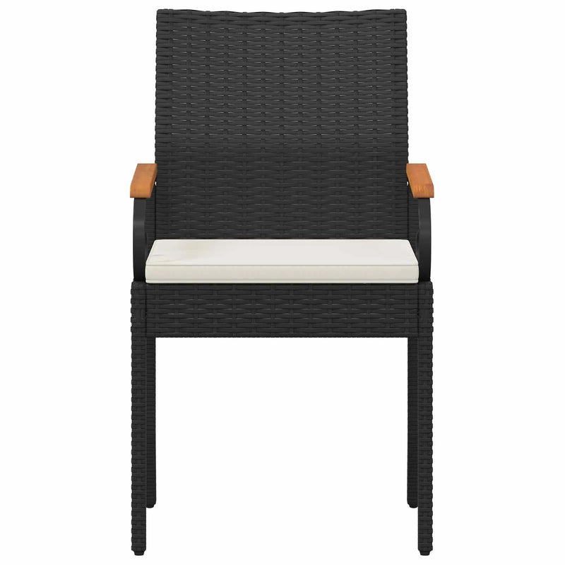 Garden Chairs with Cushion 4 pcs Black and Cream White