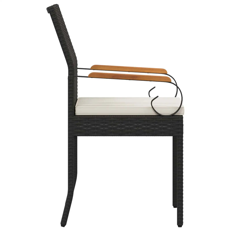 Garden Chairs with Cushion 4 pcs Black and Cream White