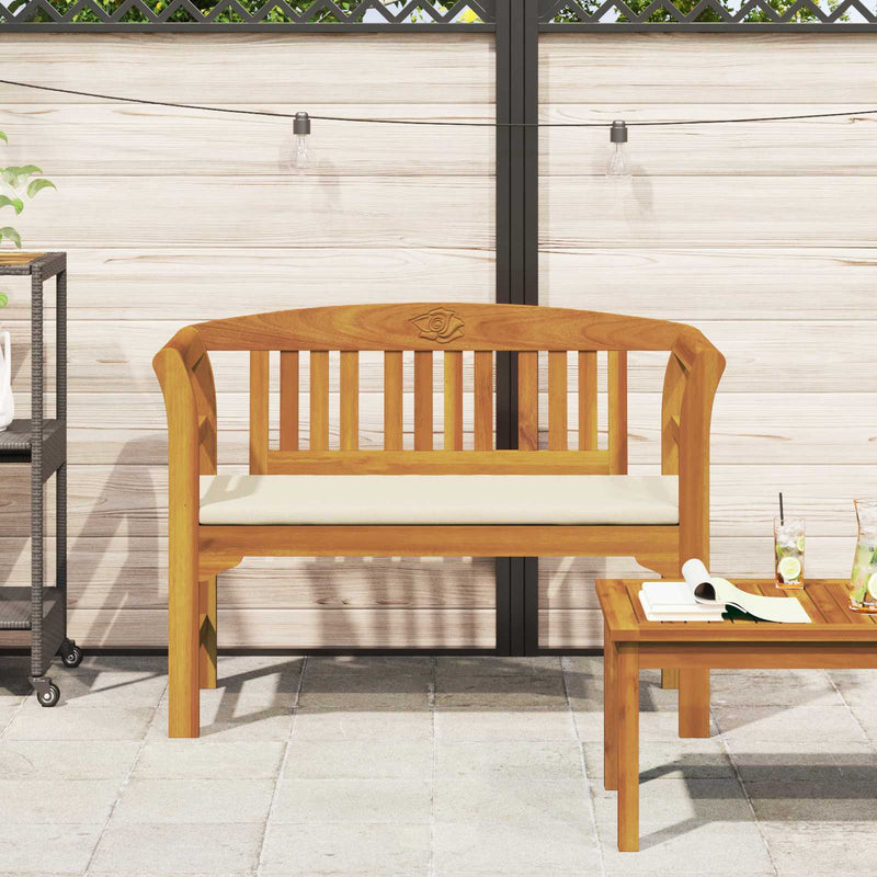 Bench with Cushion Natural Oil Finishing 114 x 46 x 82.5 cm