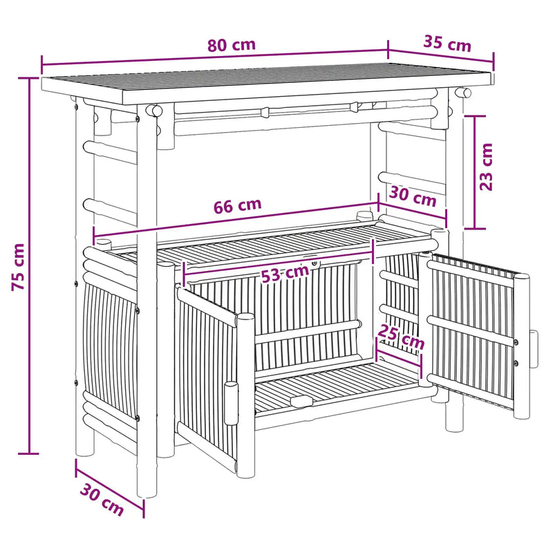 Console Table with Shelf Natural 80 x 35 x 75 cm Bamboo