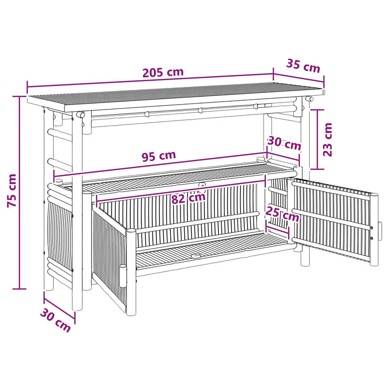 Console Table with Shelf Natural 110 x 35 x 75 cm Bamboo