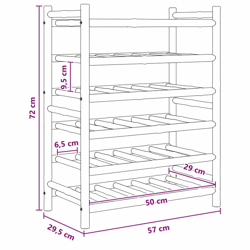 Wine Rack Natural 57 x 29.5 x 72 cm Bamboo