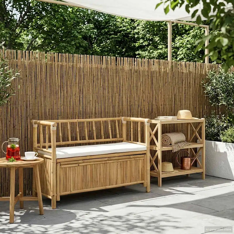 Garden Storage Bench Natural 110 x 47 x 80 cm Bamboo