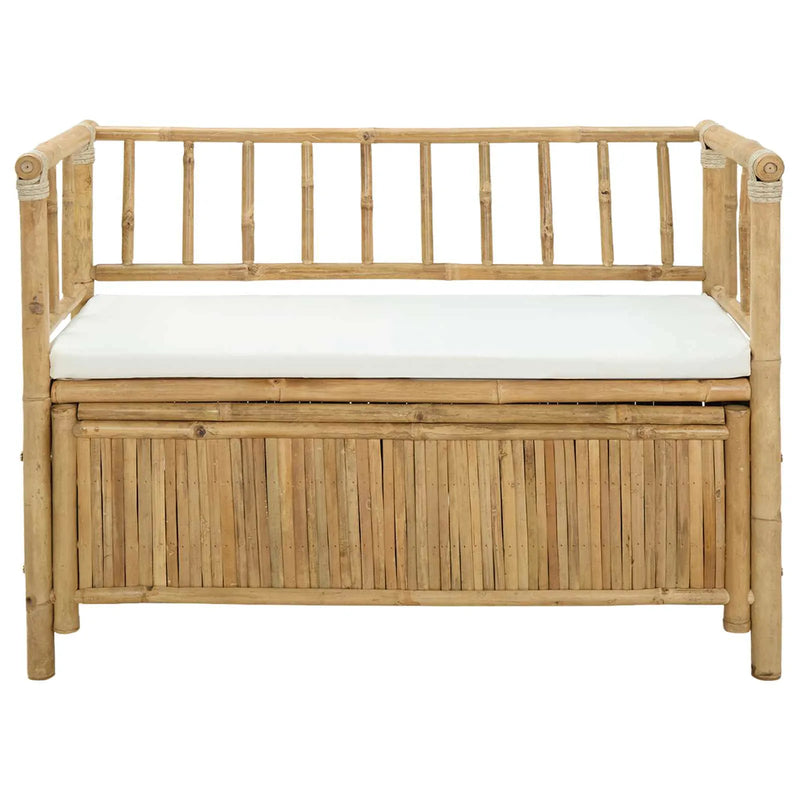Garden Storage Bench Natural 110 x 47 x 80 cm Bamboo