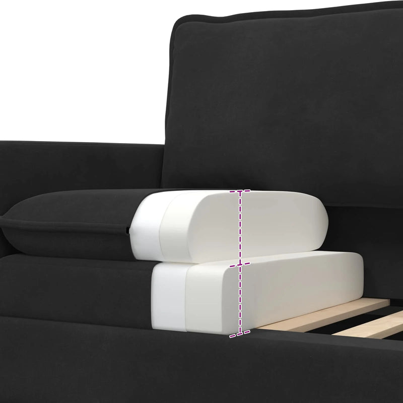 Sofa Black 196 x 81 x 87.5 cm Velvet