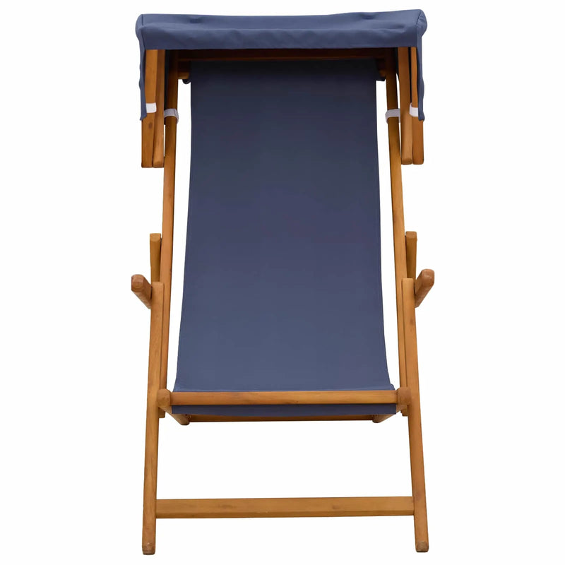 Deck Chair 3 Position Solid Eucalyptus Wood Blue