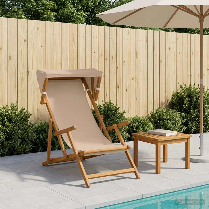 Deck Chair 3 Position Solid Eucalyptus Wood Taupe