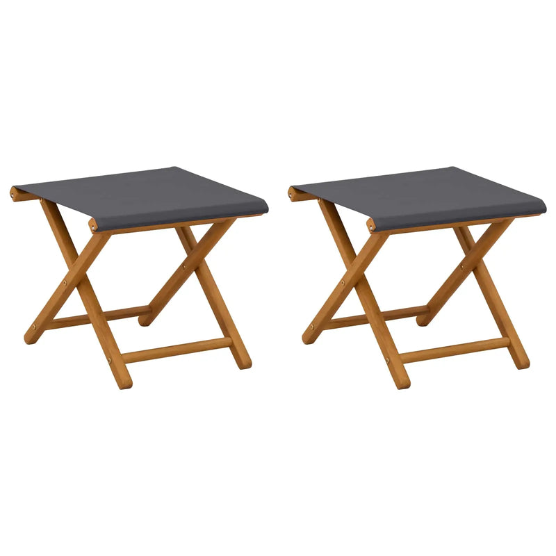 Deck Chair 2 pcs Solid Eucalyptus Wood Grey