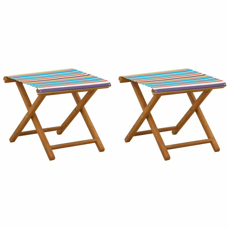 Deck Chair 2 pcs Solid Eucalyptus Wood Multicolour
