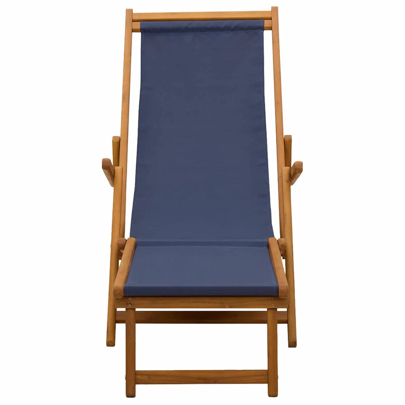 Folding Sun Lounger 3 Position Solid Eucalyptus Wood Blue