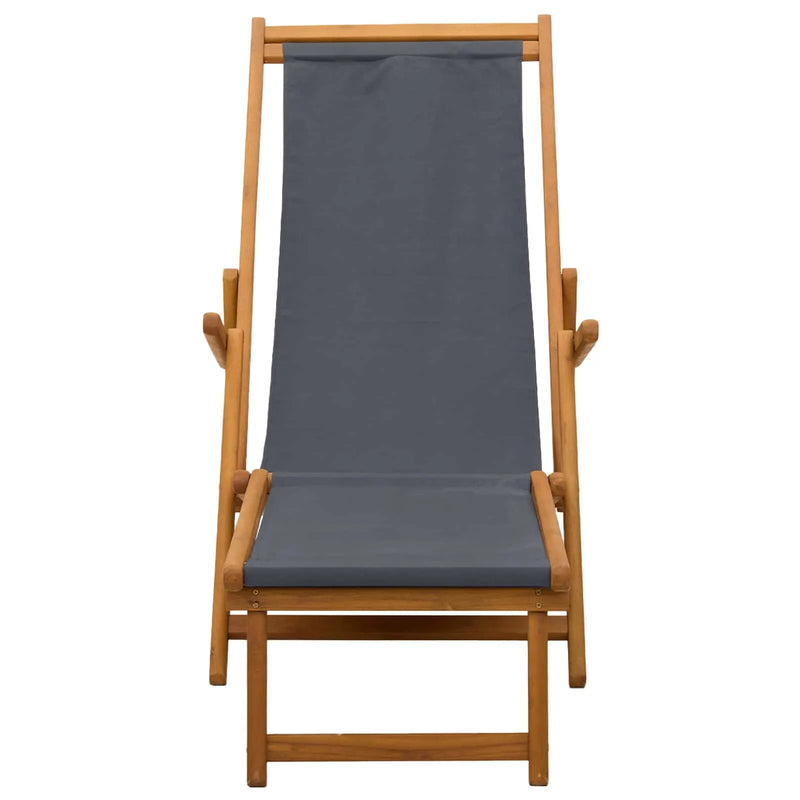 Folding Sun Lounger 3 Position Solid Eucalyptus Wood Grey