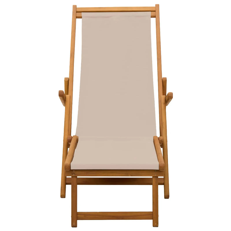 Folding Sun Lounger Solid Eucalyptus Wood Beige