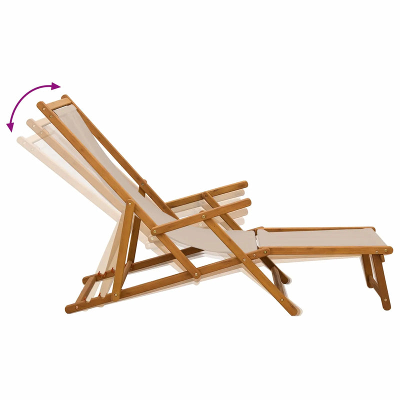 Folding Sun Lounger Solid Eucalyptus Wood Beige
