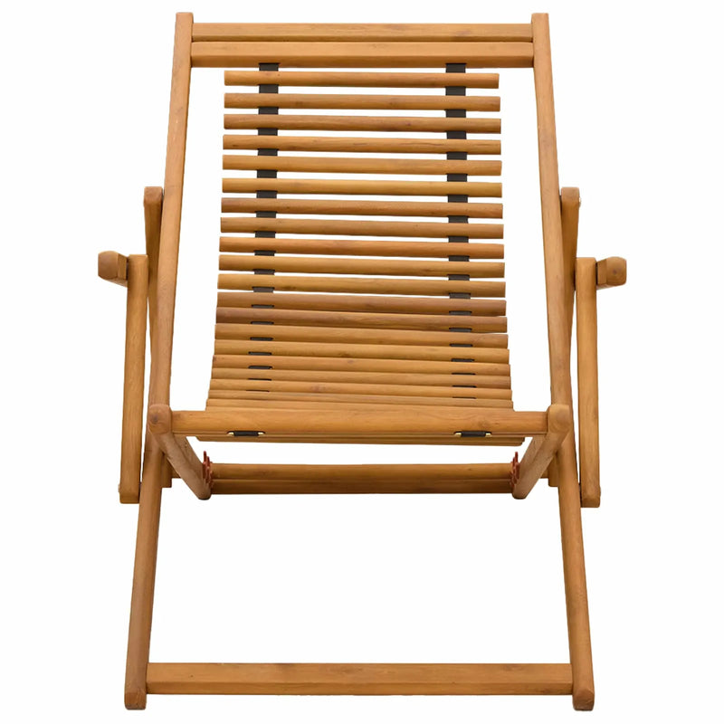 Deck Chair 3 Position Solid Eucalyptus Wood Natural