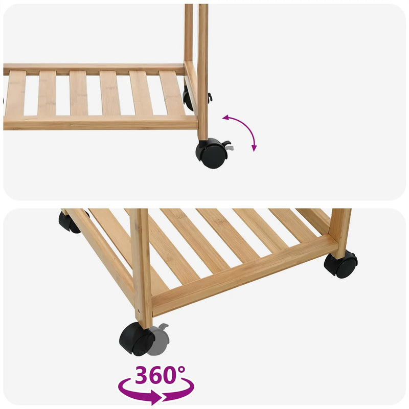 Kitchen Trolley with Wheels Natural 37 x 36 x 80 cm Bamboo