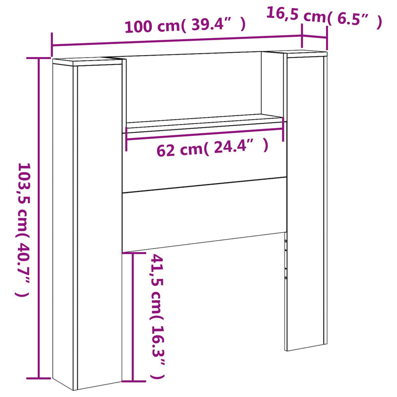 vidaXL Headboard White 100 x 16,5 x 103,5 cm Engineered Wood