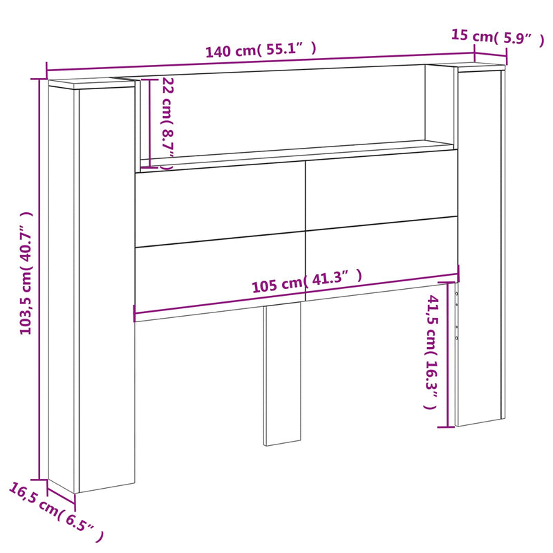 vidaXL Headboard White 140 x 16,5 x 103,5 cm Engineered Wood