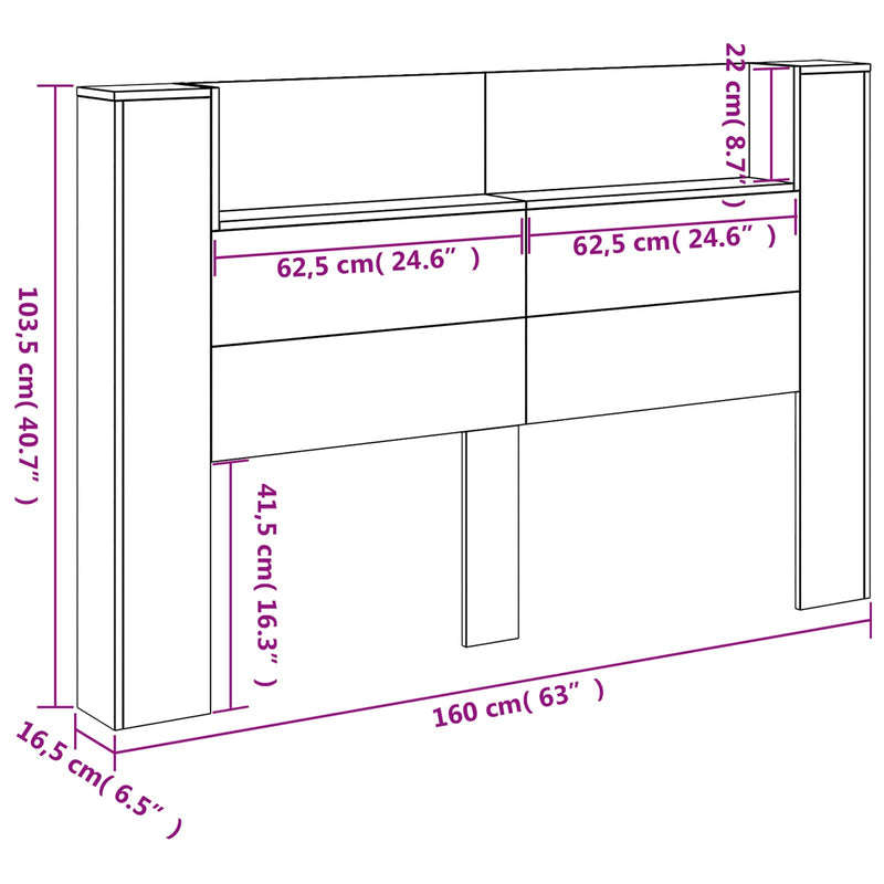 vidaXL Headboard White 160 x 16,5 x 103,5 cm Engineered Wood