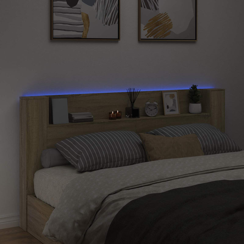 vidaXL Headboard Sonoma Oak 200 x 16,5 x 103,5 cm Engineered Wood