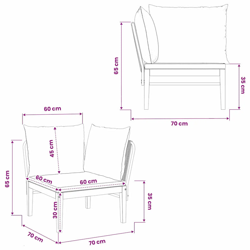 Corner Sofa Solid Acacia Wood Natural