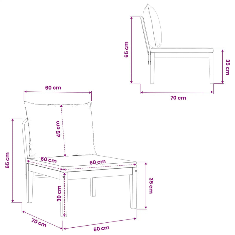Middle Sofa Solid Acacia Wood Natural