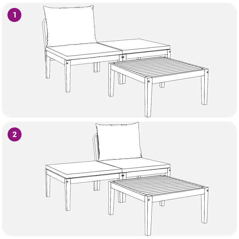 3 pcs Lounge Set Solid Acacia Wood Natural