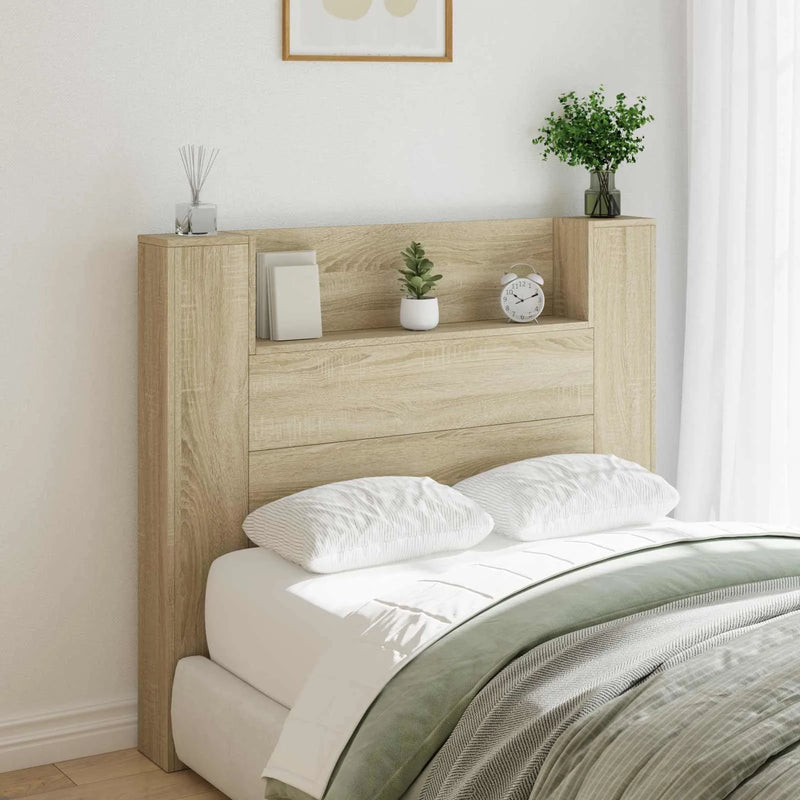 Headboard Cabinet with LED Sonoma 120 x 16,5 x 103,5 cm
