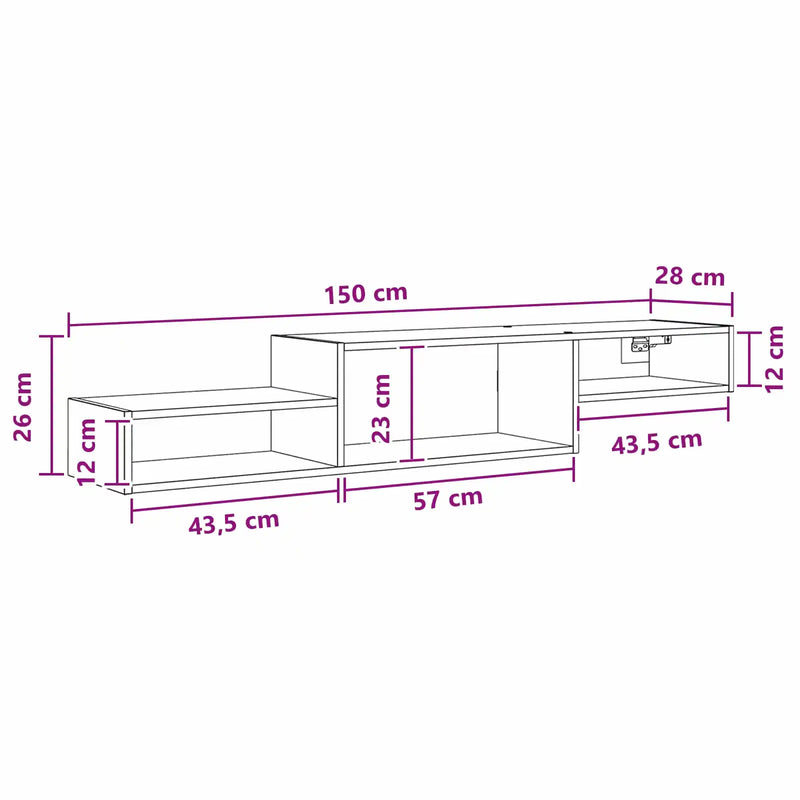 Wall-mounted TV Cabinet Wall-Mounted White 150 x 28 x 26 cm